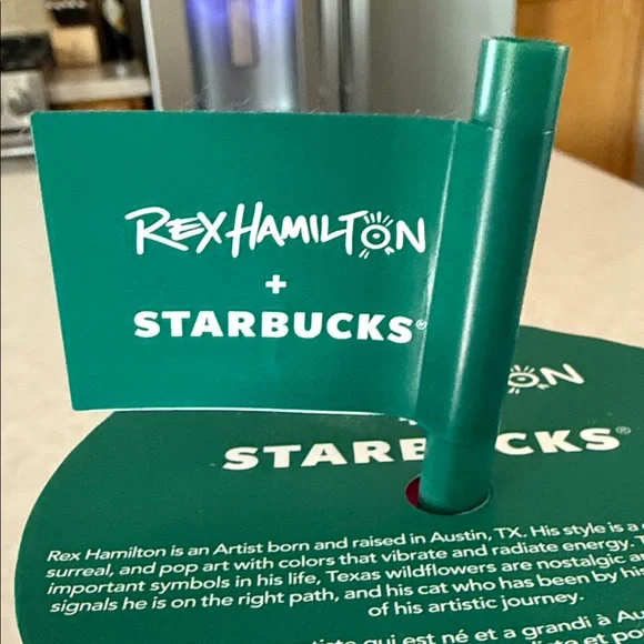 Starbucks Gold Tumbler with Floral Accents Rex Hamilton - Picture 2 of 5